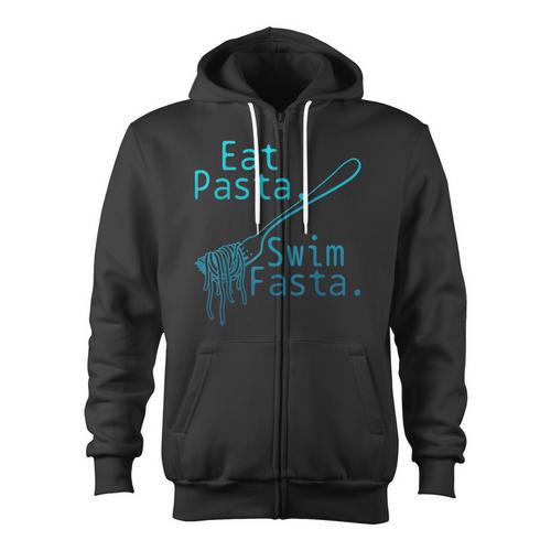 Swimming Eat Pasta Swim Fasta Swimmer Zip Up Hoodie - SwimGear Co