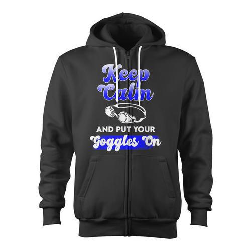 Swimming Goggles Saying Swim Team Gear Zip Up Hoodie - SwimGear Co