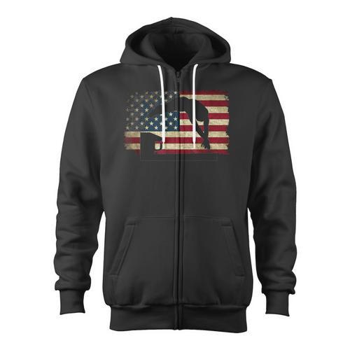 Swimming Swim Team Distressed American Flag USA Swimmer Zip Up Hoodie - SwimGear Co