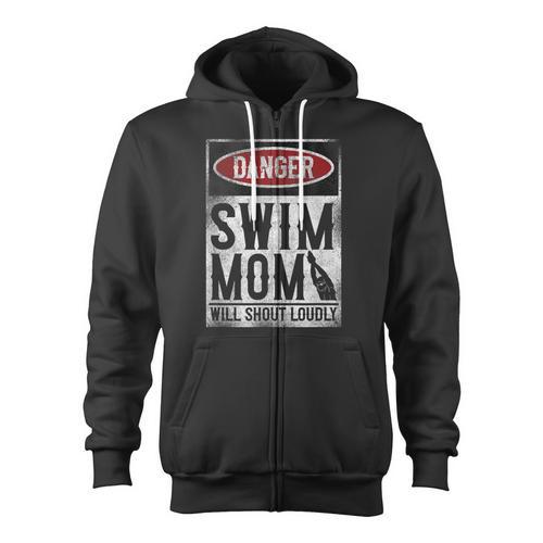 Swimming Swimmer DANGER Swim Mom Zip Up Hoodie - SwimGear Co