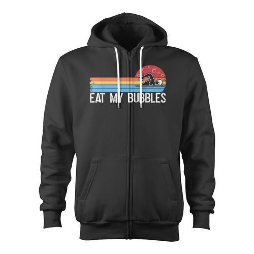 Swimming Swimmer Eat My Bubbles Swim Retro Zip Up Hoodie - SwimGear Co