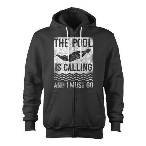 Swimming Swimmer Swim The Pool Is Calling Vintage Zip Up Hoodie - SwimGear Co