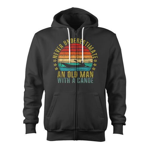 Never Underestimate An Old Man With a Canoe Retro Sleeveless Zip Up Hoodie - Paddle Life