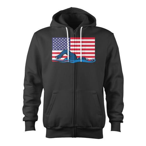 USA Flag Swimmer Swimming Sport Athlete Swim Swimming Zip Up Hoodie - SwimGear Co