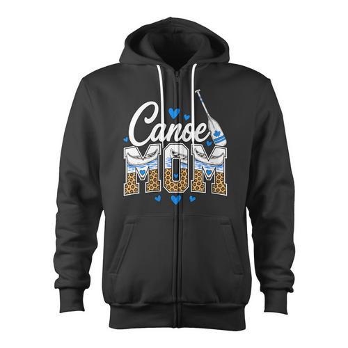 Women's Canoe Mom Leopard Print Paddle River Lake Sport Mother Zip Up Hoodie - Paddle Life