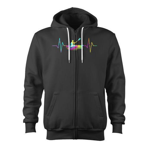 Women's Kayaking Heartbeat Tie Dye Canoe Boating Kayaks Zip Up Hoodie - Paddle Life