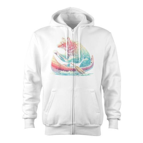 Canoe Bear Canoeing Raglan Baseball Tee Zip Up Hoodie - Paddle Life