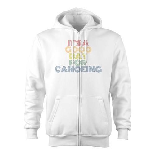 It's A Good Day For Canoeing Retro 70s Vintage Distressed Raglan Baseball Tee Zip Up Hoodie - Paddle Life