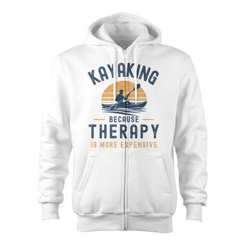 Kayaking Therapy Kayaker Canoe Paddle Lake River Zip Up Hoodie - Paddle Life