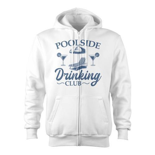 Pool Adult Poolside Drinking Club Summer Swimming Pool Party Zip Up Hoodie - SwimGear Co
