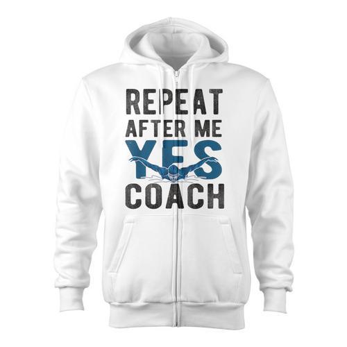 Repeat Yes Swim Coach Swimming Coach Zip Up Hoodie - SwimGear Co