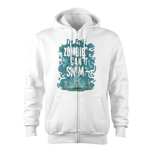 Swimming Quote Zombies Can't Swim For Swimmer Zip Up Hoodie - SwimGear Co