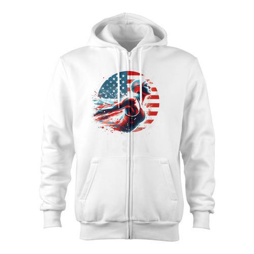 Swimming United States Apparel American Flag Swimming Zip Up Hoodie - SwimGear Co
