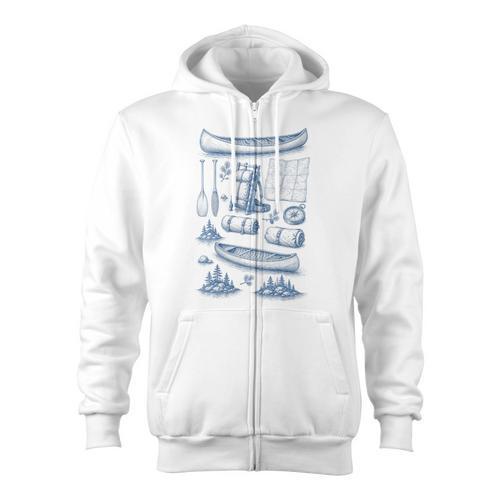 Women's Canoe Wilderness Gear Vintage Chart Collection Illustration Zip Up Hoodie - Paddle Life