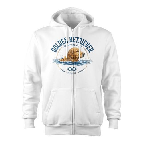 Women's Golden Retriever Swimming Zip Up Hoodie - SwimGear Co