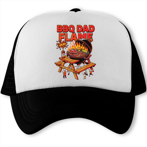 BBQ Dad Flame Barbecue Joke Grilling Humor Quote Grill Trucker Cap - BBQ Dad Merch