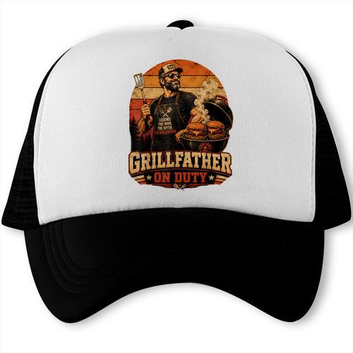 Grill Father On Duty BBQ Dad Trucker Cap - BBQ Dad Merch