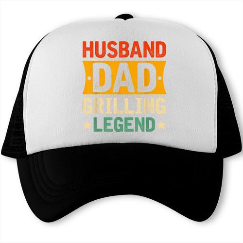 Husband Dad Grilling Legend Perfect For BBQ Dad Enthusiasts Trucker Cap - BBQ Dad Merch