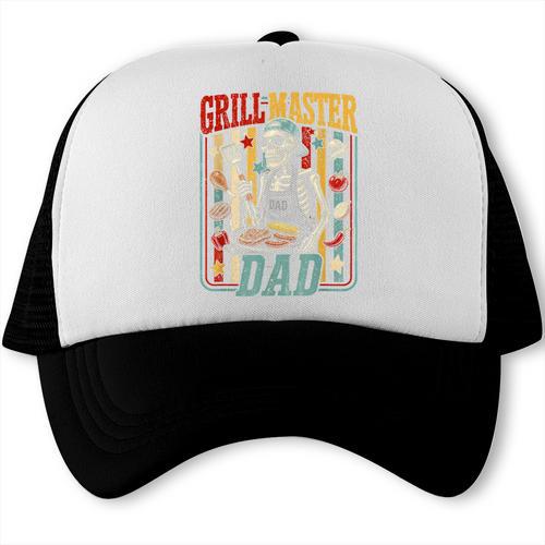 Retro Camping BBQ Dad GrillMaster Fathers Day Outfit Trucker Cap - BBQ Dad Merch