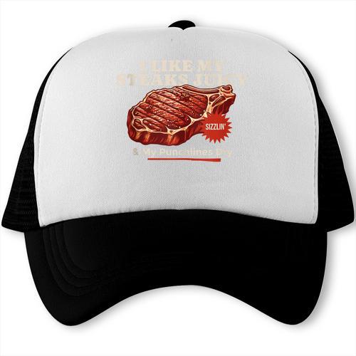 Steaks Juicy Punchlines Dry Grill Carnivore BBQ Dad Joke Trucker Cap - BBQ Dad Merch