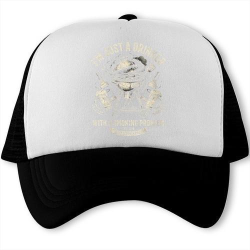 Women's I'm Just A Drinker With A Smoking Problem BBQ Dad Trucker Cap - BBQ Dad Merch