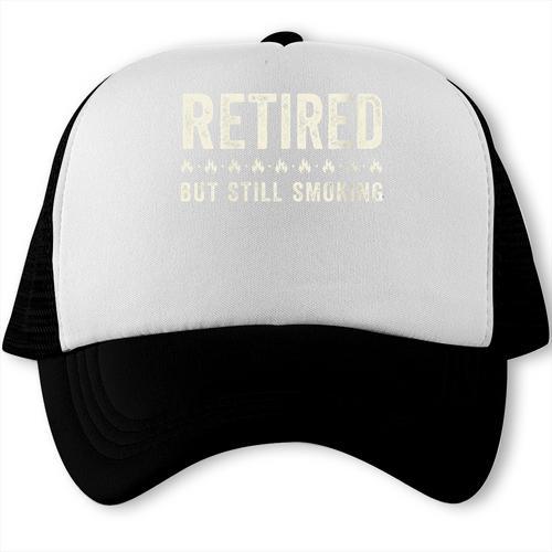 Women's Retired But Still Smoking BBQ Dad Retirement Trucker Cap - BBQ Dad Merch