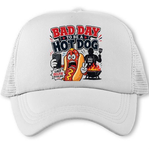 4th July BBQ Dad Joke Bad Day Be Hot Dog Grilling Dad Trucker Cap - BBQ Dad Merch