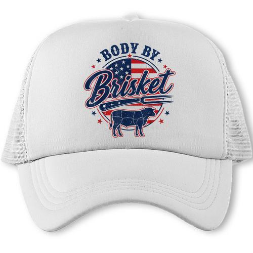 4th July BBQ Dad Joke Body By Brisket Grilling Dad Men Trucker Cap - BBQ Dad Merch