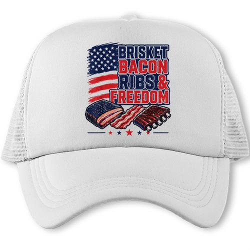 4th July BBQ Dad Joke Brisket Bacon Freedom Grilling Trucker Cap - BBQ Dad Merch