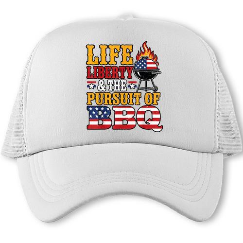 4th July BBQ Dad Joke Life Liberty Pursuit BBQ Grill Trucker Cap - BBQ Dad Merch