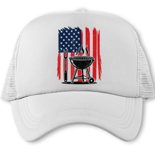 American Flag BBQ 4th July BBQ Dad Joke Grilling Dad Trucker Cap - BBQ Dad Merch