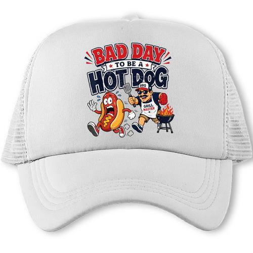 Bad Day To Be A Hot Dog 4th July BBQ Dad Grilling Trucker Cap - BBQ Dad Merch