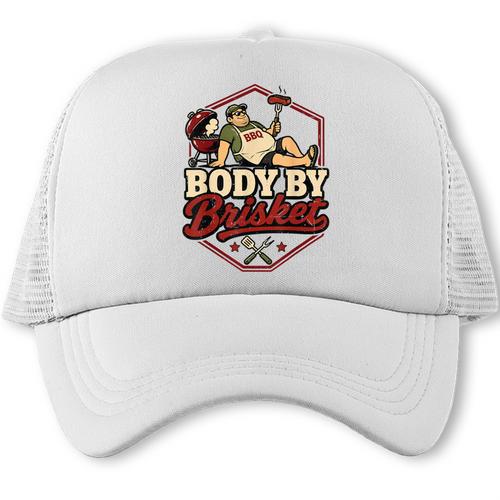 BBQ Dad Joke Body By Brisket Barbecue Pitmaster Chef Trucker Cap - BBQ Dad Merch