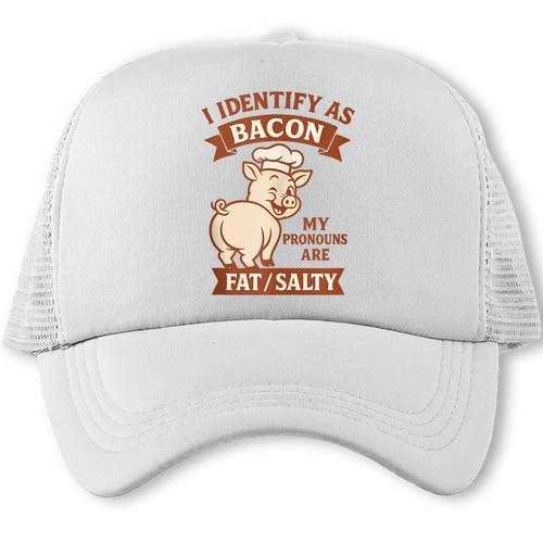 BBQ Dad Joke I Identify As Bacon Grilling Pronouns Fat Salty Trucker Cap - BBQ Dad Merch