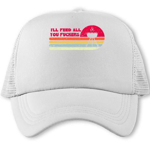 BBQ Dad Joke I'Ll Feed All You Fuckers Barbecue Cookout Chef Comfort Colors Crop Top Trucker Cap - BBQ Dad Merch