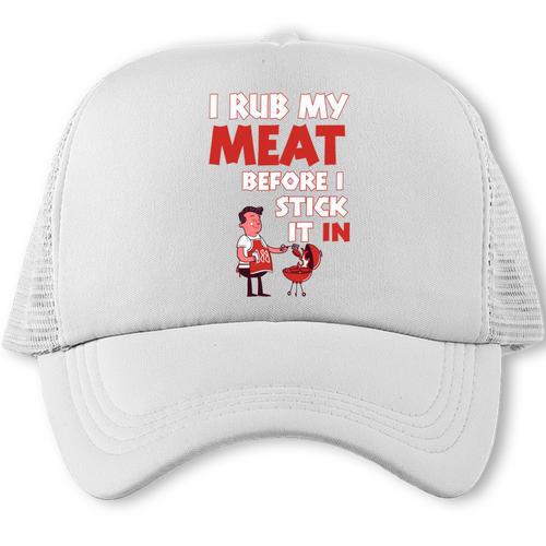BBQ Dad Offset Smoker Pit Accessory I Rub My Meat Performance Trucker Cap - BBQ Dad Merch