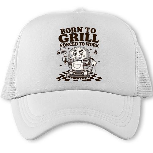 Born To Grill Forced To Work BBQ Dad Grilling Lover Premium Tri-Blend Trucker Cap - BBQ Dad Merch