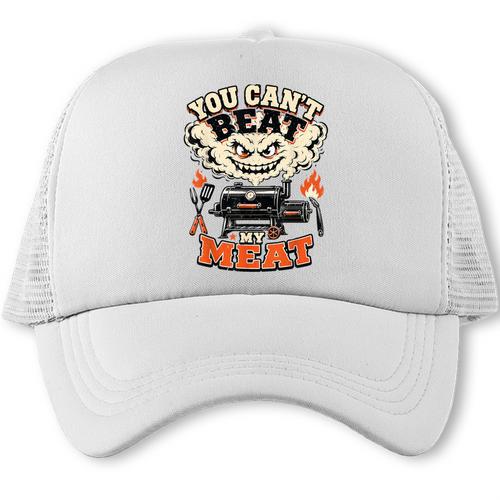 You Can't Beat My Meat Vintage BBQ Dad Joke Pitmaster Trucker Cap - BBQ Dad Merch