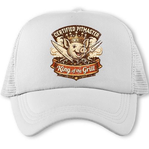 Certified Pitmaster BBQ Dad Retro King Of The Grill Premium Tri-Blend Trucker Cap - BBQ Dad Merch