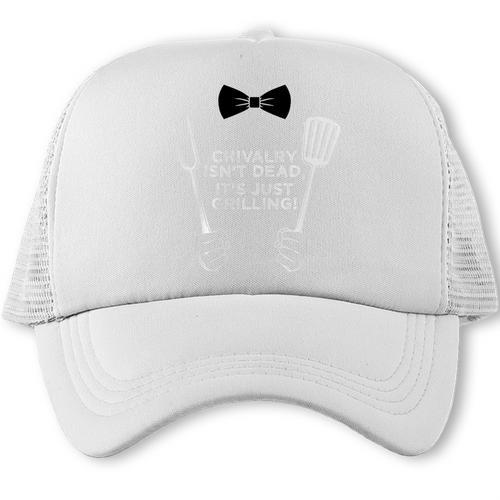 Chivalry Isn't Dead Just Grilling BBQ Dad Husband Men Premium Tri-Blend Trucker Cap - BBQ Dad Merch