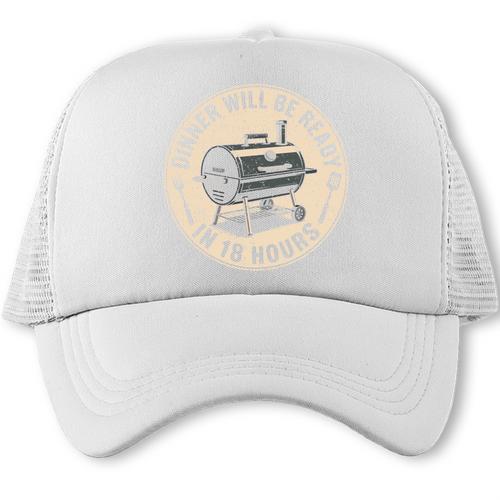 Dinner Will Be Ready In 18 Hours BBQ Dad Smoking Meat Comfort Colors Crop Top Trucker Cap - BBQ Dad Merch