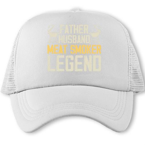 Father Husband Meat Smoker Legeno BBQ Dad Premium Tri-Blend Trucker Cap - BBQ Dad Merch