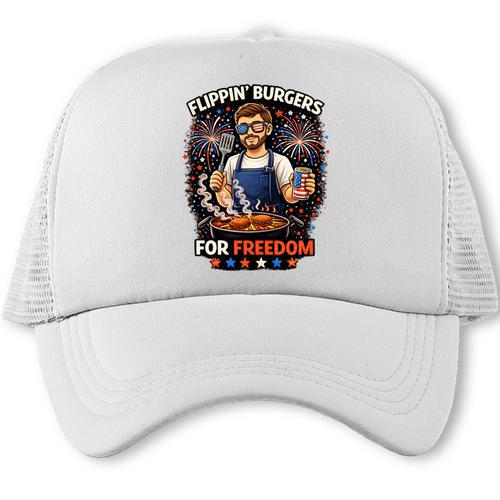 Flippin’ Burgers For Freedom 4th Of July BBQ Dad Grill Premium Tri-Blend Trucker Cap - BBQ Dad Merch