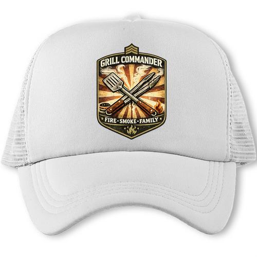 Grill Commander Vintage BBQ Dad Father's Day Cookout Premium Tri-Blend Trucker Cap - BBQ Dad Merch