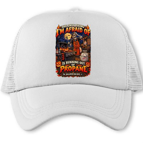 Halloween BBQ Dad Running Out Of Propane Grill Comfort Colors Crop Top Trucker Cap - BBQ Dad Merch
