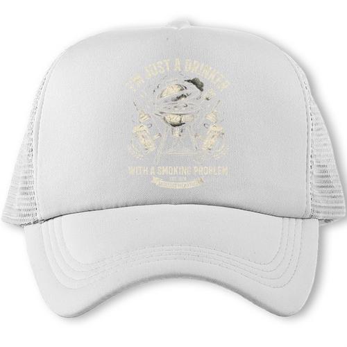 I'm Just A Drinker With A Smoking Problem BBQ Dad Comfort Colors Crop Top Trucker Cap - BBQ Dad Merch
