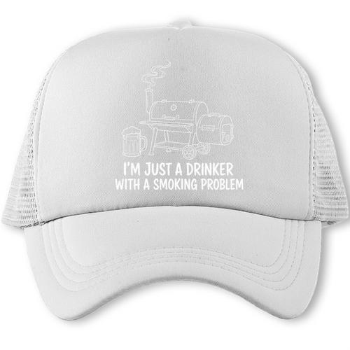 I'm Just A Drinker With A Smoking Problem Grilling BBQ Dad Comfort Colors Crop Top Trucker Cap - BBQ Dad Merch
