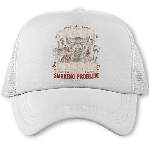 I'm Just A Drinker With A Smoking Problem Grilling BBQ Dads Comfort Colors Crop Top Trucker Cap - BBQ Dad Merch
