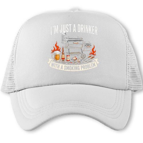 I'm Just A Drinker With A Smoking Problem Grilling BBQ Dads Premium Tri-Blend Trucker Cap - BBQ Dad Merch