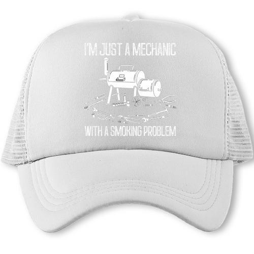 I'm Just A Mechanic With A Smoking Problem Grilling BBQ Dads Premium Tri-Blend Trucker Cap - BBQ Dad Merch